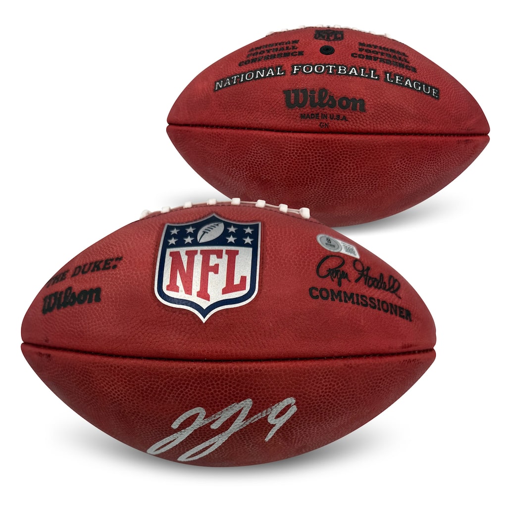 J.J. McCarthy Autographed NFL Duke Authentic Signed Full Size Game Football Beckett COA - 8' x 11'