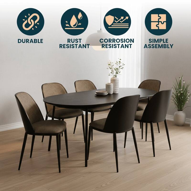 Dining Chair with Upholstered Seat Side Chair with MDF Wood Frame in Steel Set of 4