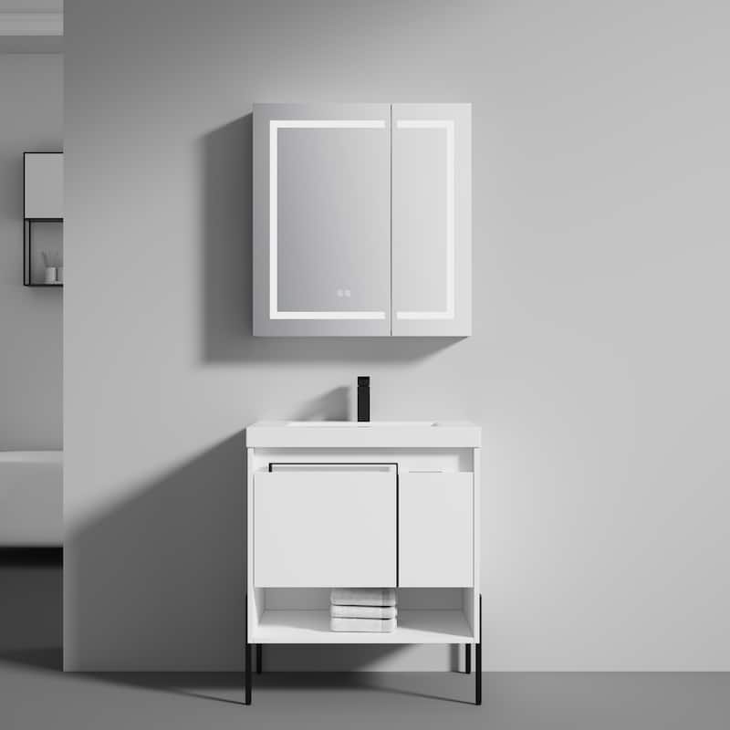 Blossom Turin 30 Inch Freestanding Bathroom Vanity with Acrylic Sink - Matte White
