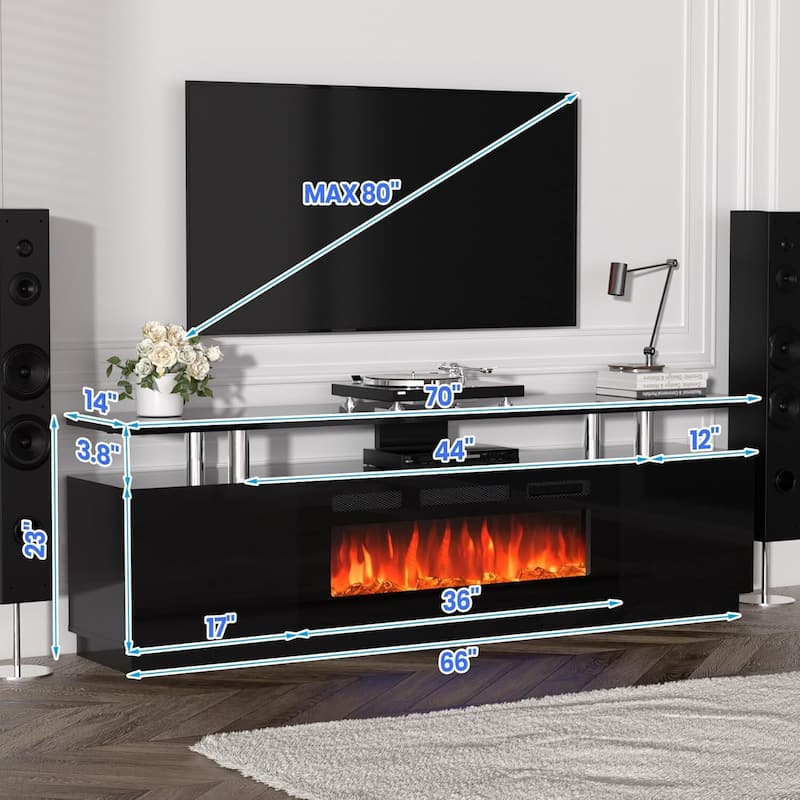 70'' Electric Fireplace Heater TV Stand with 36'' Firplace Entertainment Center - N/A
