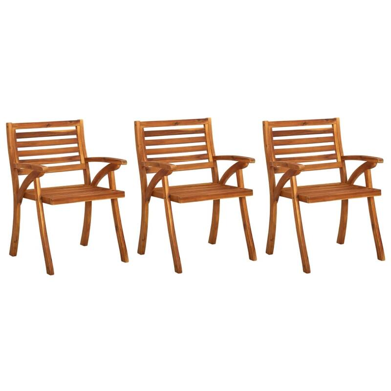vidaXL Patio Dining Chairs with Cushions 3 pcs Solid Acacia Wood - 23.2" x 23.2" x 34.3"