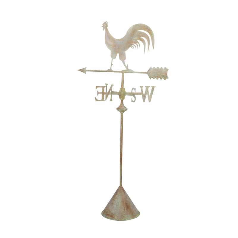 Metal Rooster Indoor Outdoor Weather Vane Garden Sculpture - White - Roche River Decor