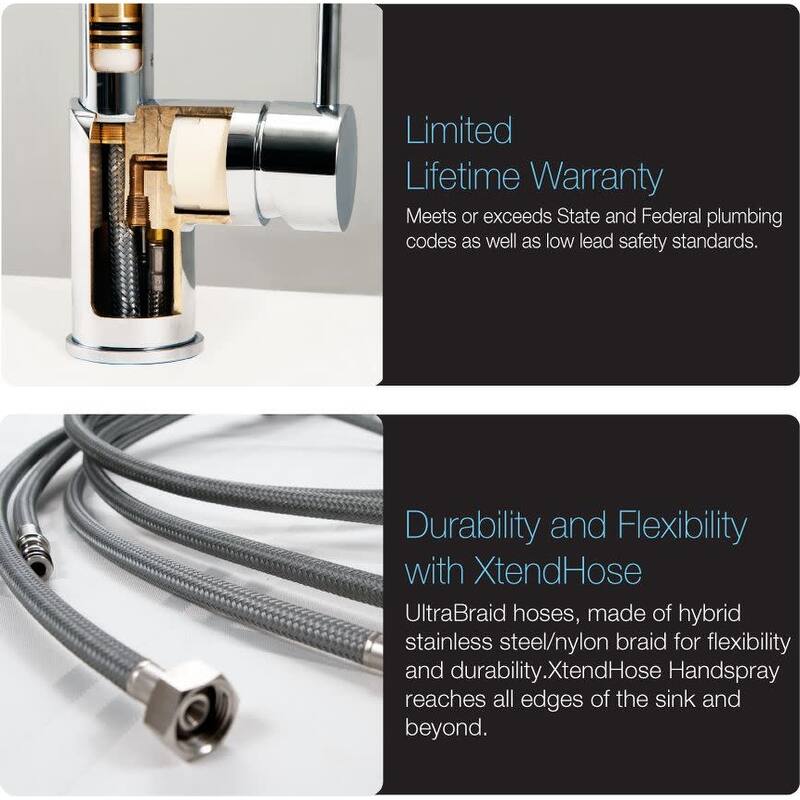 Houzer Soma Pull-Down Kitchen Faucet with CeraDox Lifetime Technology
