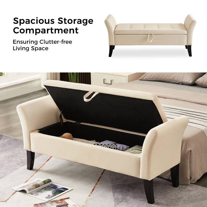 Ramiro Contemporary Velvet Storage Bench by HULALAHOME