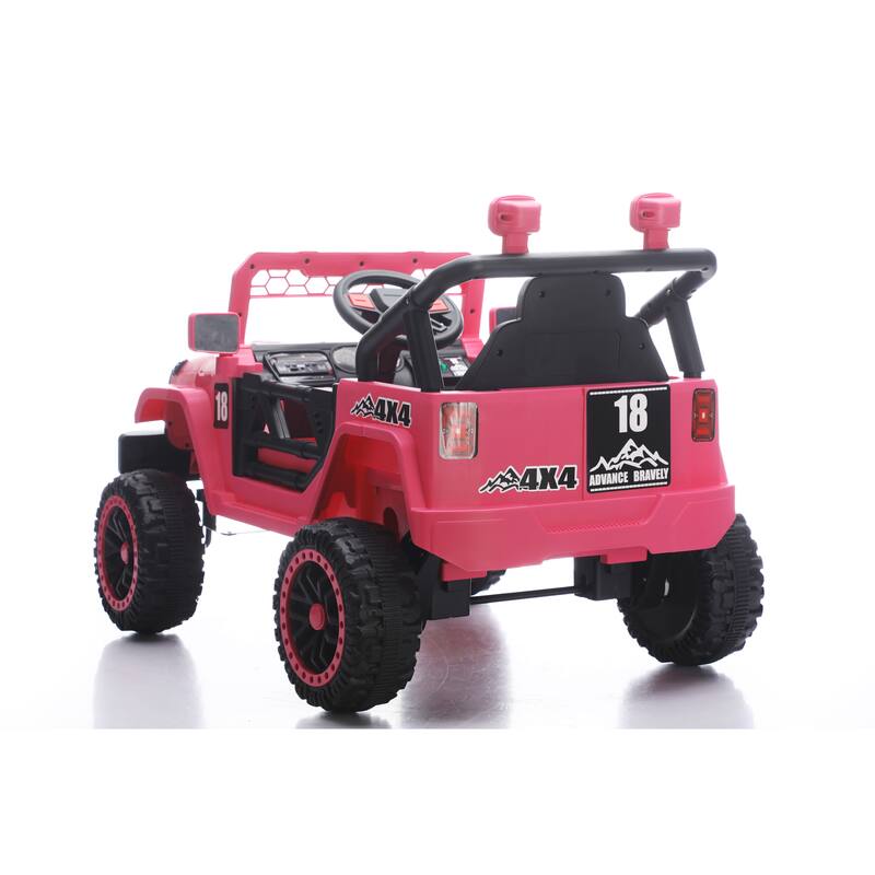 12V Kids Electric Off-Road Car with Remote Control, Pink Ride on Car Battery Powered Electric Car with LED Lights