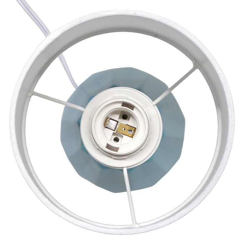Geometric Ceramic Table Lamp with White Drum Shade - 19.5" - Pale Blue