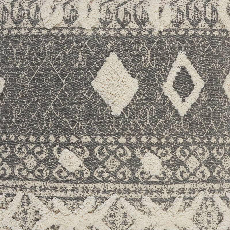 20" Gray and White Rustic Tufted Square Throw Pillow