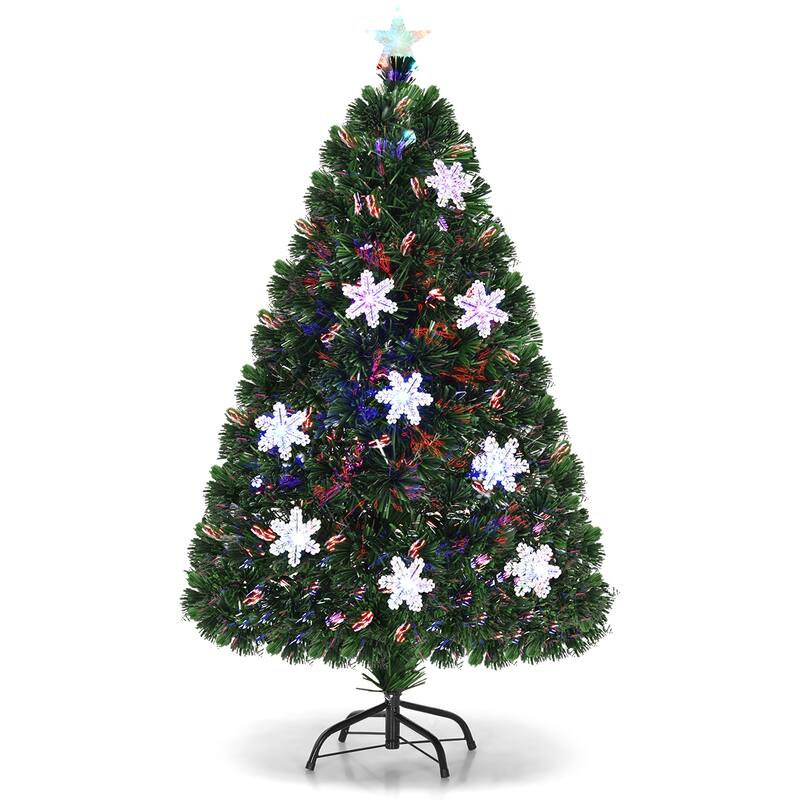 Gymax 6' Pre-Lit Multi-Color Lights Fiber Optic Artificial Christmas
