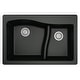 preview thumbnail 1 of 45, Karran Drop-In Quartz 33 in. 1-Hole 60/40 Double Bowl Sink - 33" x 22" x 10" - 33" x 22" x 10" Black