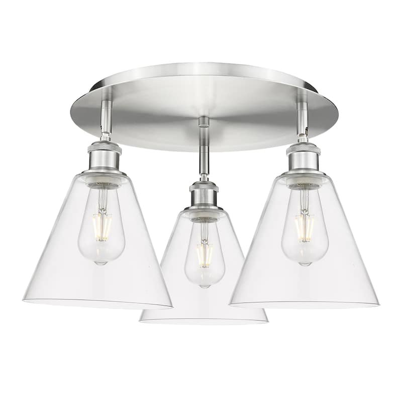 Innovations Lighting Berkshire - 3 Light 20" Flush Mount - Clear/Satin Nickel