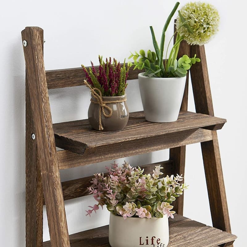 4 Tier Wooden Plant Ladder Shelf
