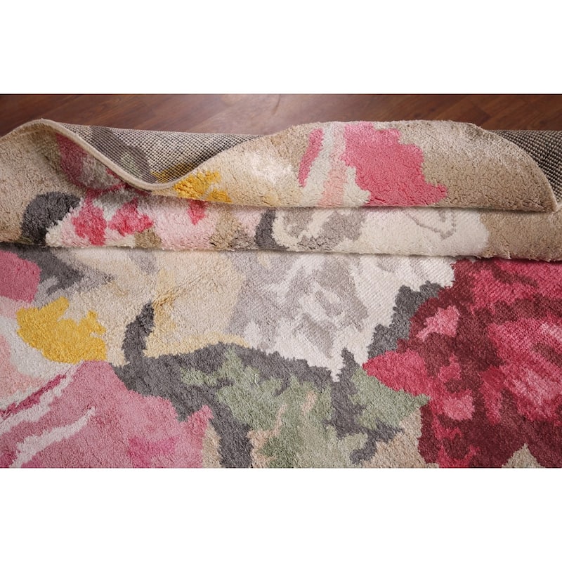 Handmade Abstract Indian Area Rug Oriental Wool & Silk Carpet - 5'4"x 8'3"