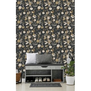 Dark Wallpaper with Roses Peel and Stick and Prepasted - Bed Bath ...
