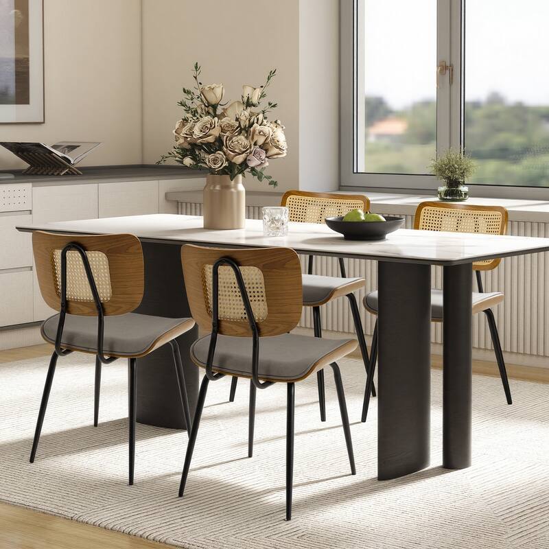 Faux Leather Upholstered Dining Chairs Set of 2/4 - 33.5"H x 19.3"W x 23"D