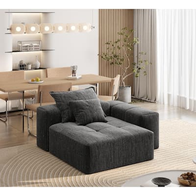 Oversized Modular Sofa, Sparkling Chenille with 2 Pillows, DIY Tufted
