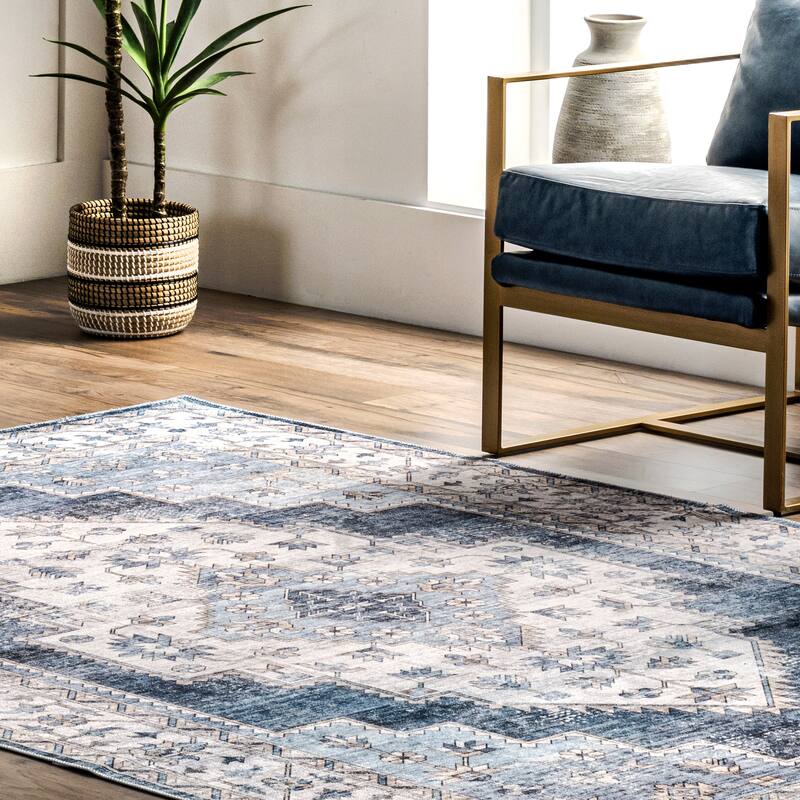 Nuloom Noemie SplashGuard Vintage Medallion Machine Washable Area Rug