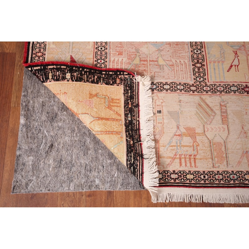 Handmade Oriental Tribal Sumak Persian Silk Area Rug - 6'4"x 9'10"