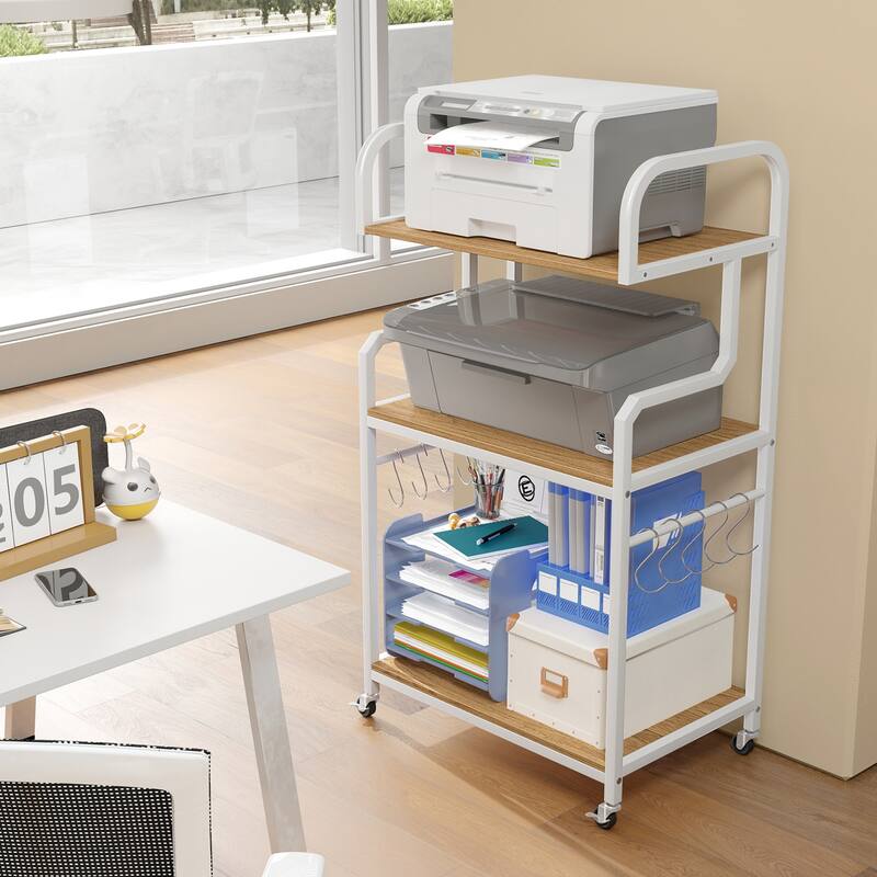 Gymax 3-Tier Rolling Printer Stand Home Office Large Printer Cart w/