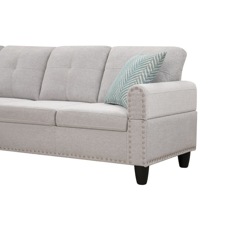 4-piece Modular Sectional Sofa with Storage Ottoman and Pillows