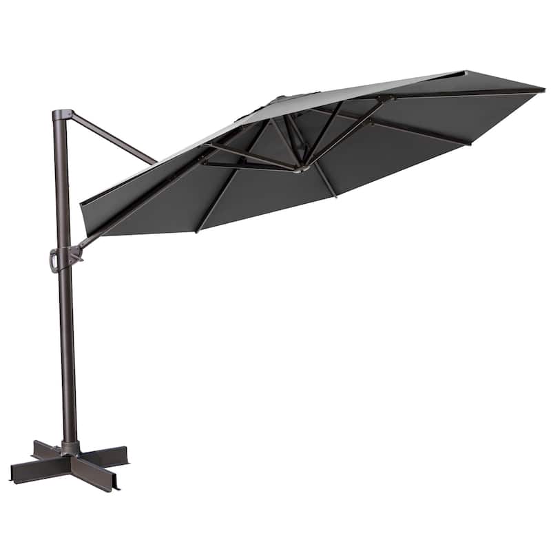 Crestlive Products 11.5ft Round Cantilever Patio Umbrella with 7-position Adjustment and 360-degree Rotation
