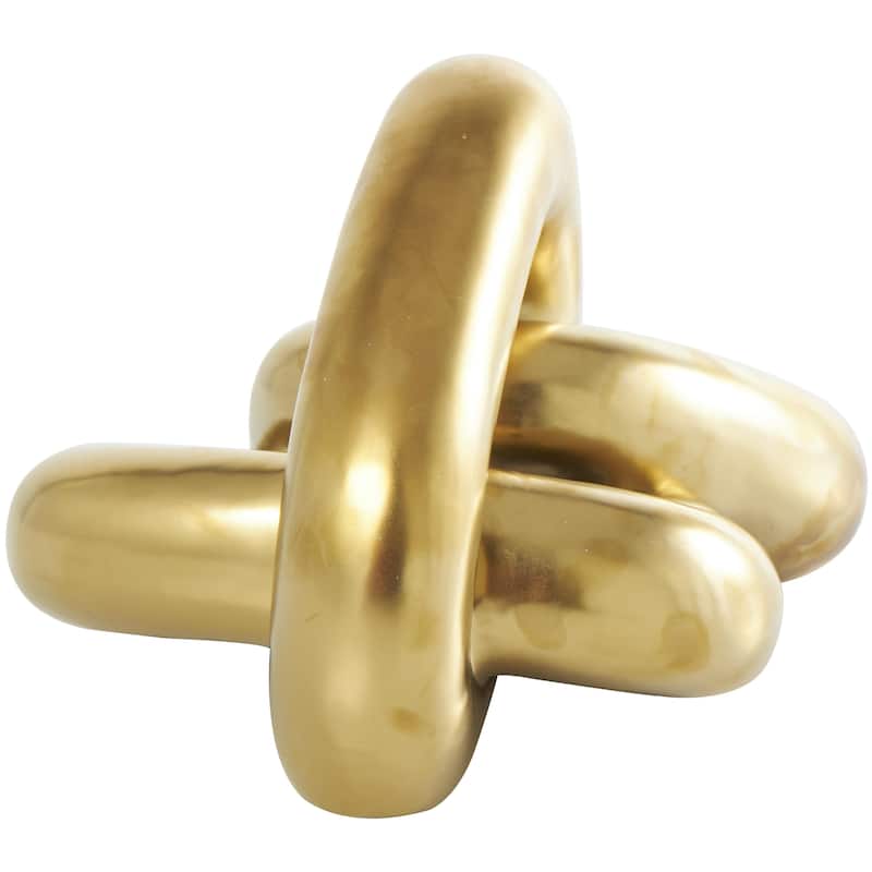 Ceramic Chain 3 Link Decorative Sculpture - Gold, Silver - Roche River Decor