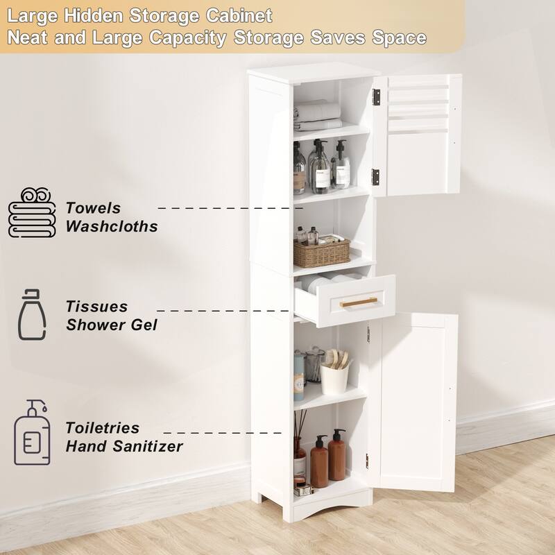 Versatile Bathroom Storage Cabinet with Multiple Compartments and Adjustable Shelves