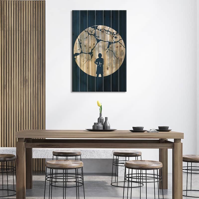 Shoot For The Moon Print On Wood by Rob Dobi - Multi-Color