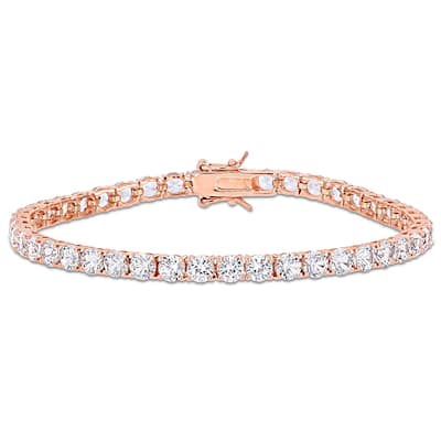 Miadora Rose Plated Sterling Silver Created White Sapphire Tennis Bracelet