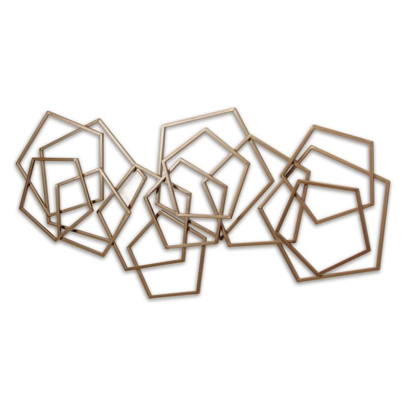 HomeRoots 24" X 48" Bronze Geometric Metal Abstract Hanging Dimensional Sculpture