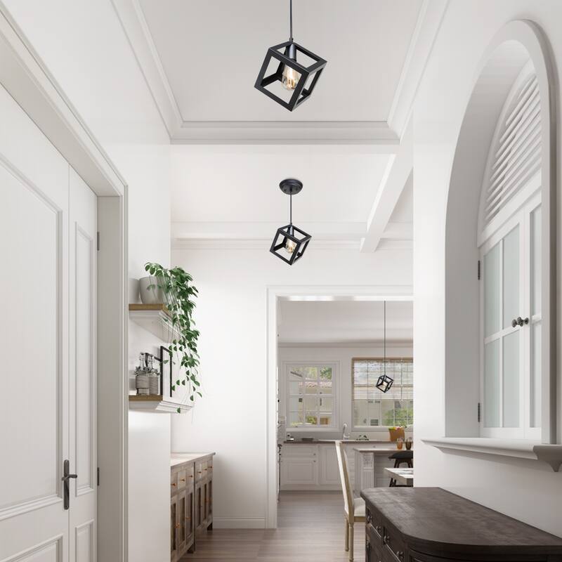 Carbon Loft Modern Farmhouse Black 1-Light Pendant Light - D6.3"*H10.2"