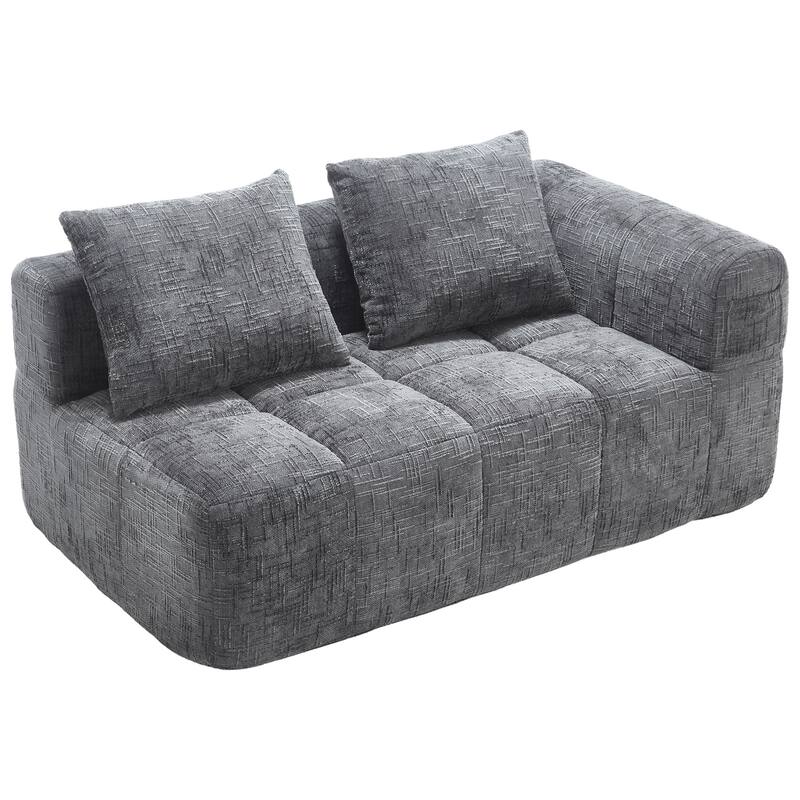 Chenille Loveseat Sofa Upholstered Deep Seat Sofa, Lounge Couch Corner Sofa Minimalist Modular Couches for Apartment