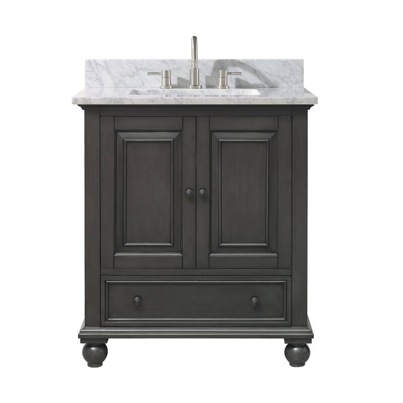 Avanity Thompson 30 in. Single Sink Bathroom Vanity with Carrara Marble Top