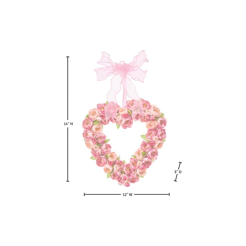 14" Garden Rose Heart Wreath