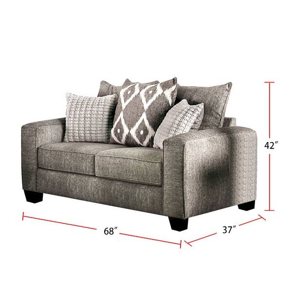 2 Piece Chenille and Wood Sofa Set in Gray Finish - Bed Bath & Beyond ...