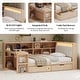 preview thumbnail 6 of 8, Wood Daybed L-shaped Bookcase Bed with Under-Bed Drawers and Side Bookshelf, Platform Daybed with Desk and Padded Headboard