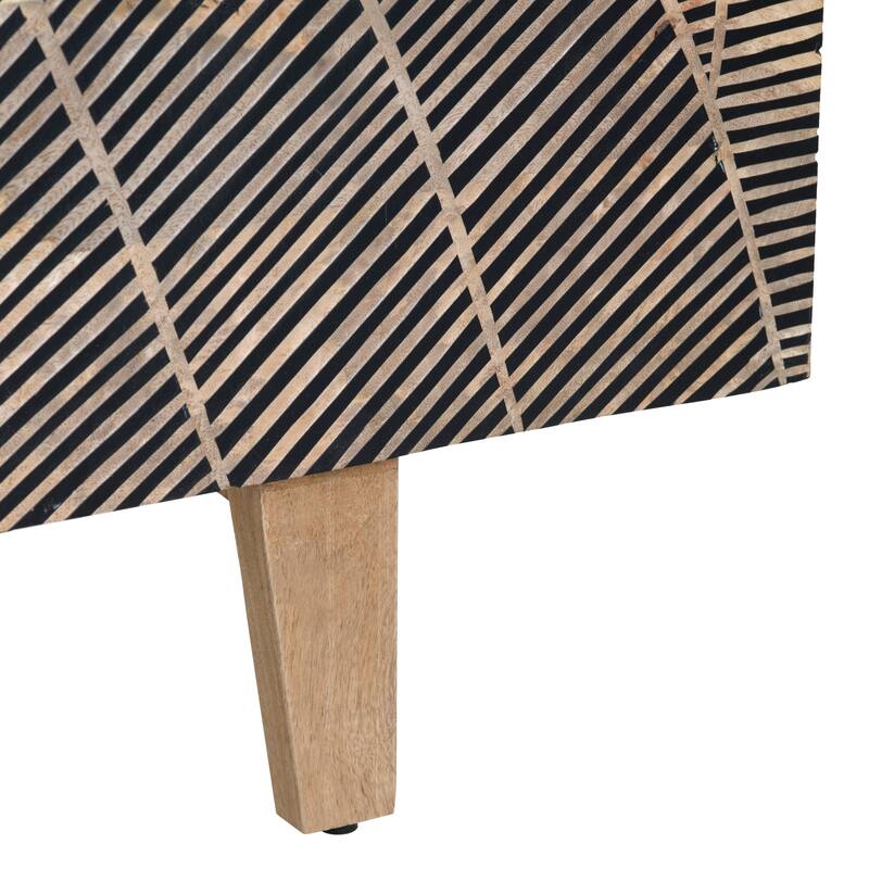 79 in. Brown Solid Wood 4 Door Media Credenza_Sideboard