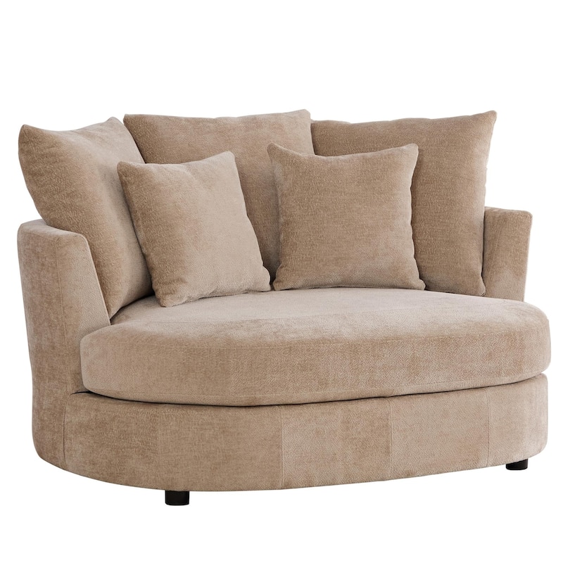 55.1" W Accent Barrel Chair,Modern Oversized Sofa Chair with 5 Pillows - Wheat