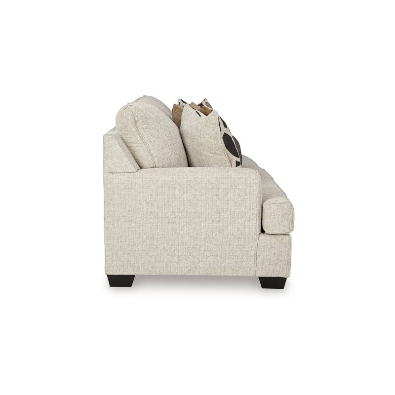 Burgess Sofa, Quartz Beige Polyester, 5 Accent Throw Pillows, 97 Inch