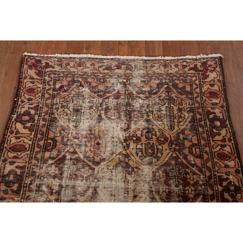 Hand Knotted Oriental 100% Wool Carpet Traditional Geometric Oranges & Rust Bakhtiari Area Rug - 4' 10'' X 3' 1''