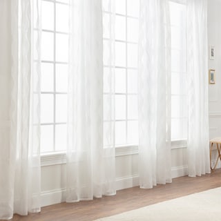 Chanasya Voile Wavy Textured Sheer Bedroom Kitchen Window Curtain Panel Pair (Set of 2)