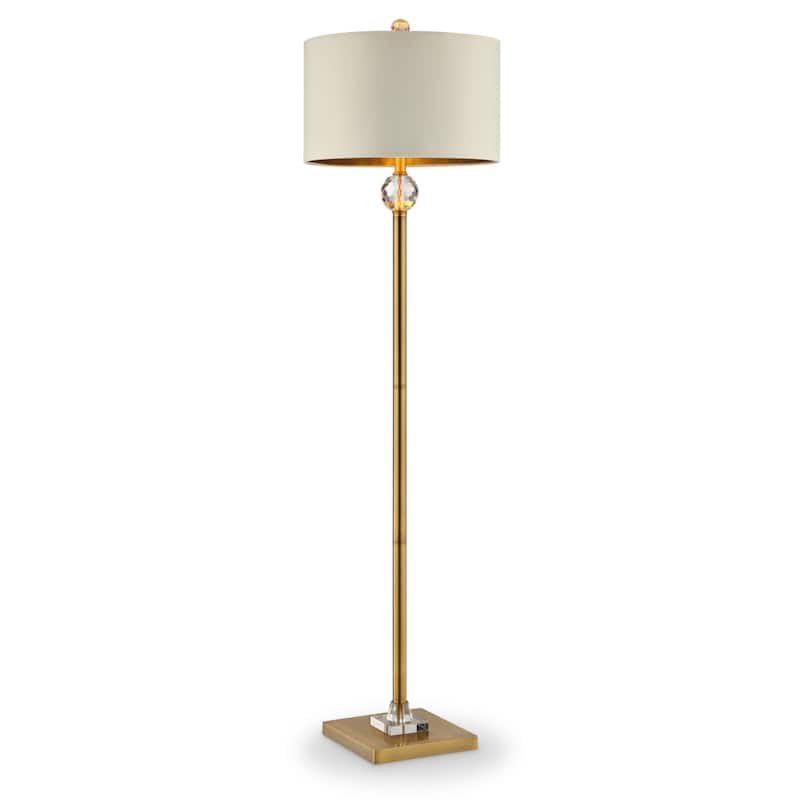 Gold Metal Column Floor Lamp with Drum Shade and n-Line Switch - 17” x 17” x 63.25” (D x W x H)