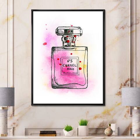Designart 'Perfume Chanel Five IV' French Country Framed Canvas Wall Art Print