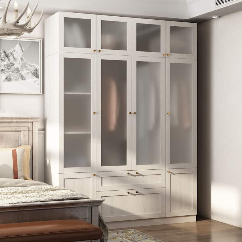 Modular Modern Glass Door Wardrobe:Storage Closet Solution Armoire