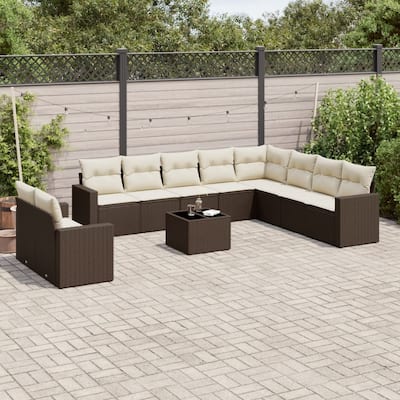 vidaXL Garden Sofa Set Brown, Cream White - 21.7 x 21.7 x 14.6