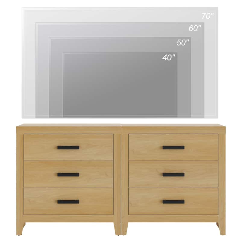 WAMPAT Farmhouse 3-Drawer Dresser, Wooden Chest of Drawers, Modern Storage Organizer & Nightstand for Bedroom, Living Room