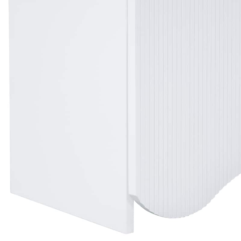 Roomfitters Four-Door Cabinet with Vertical Stripes and Wavy Design, Ideal Storage Solution for Hallway, Living Room