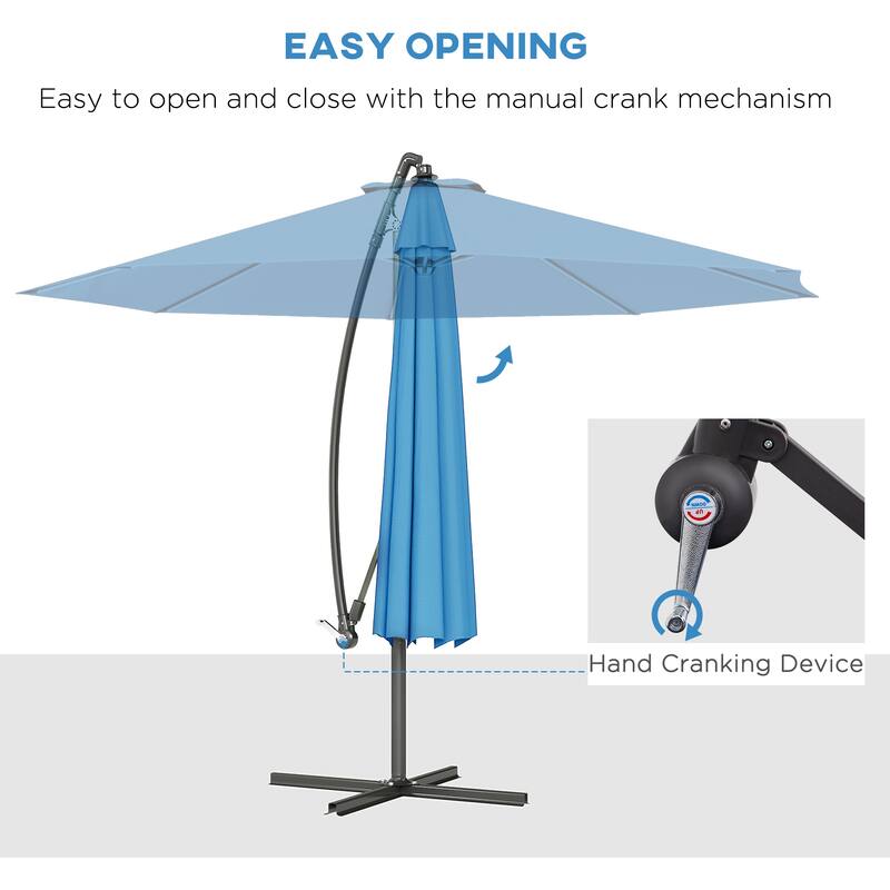 10ft Patio Water-Resistant Umbrella with Crank Handle and Wind-Resistant Stand for Outdoor