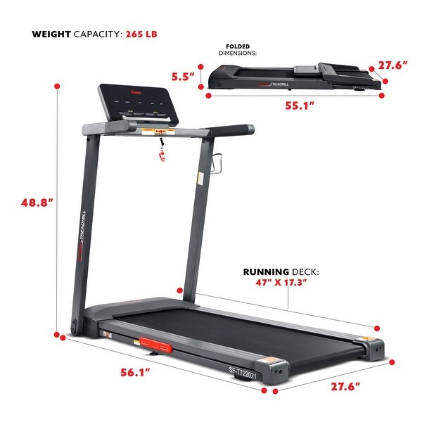 Sunny Health Fitness Interactive Slim Treadmill with Bluetooth