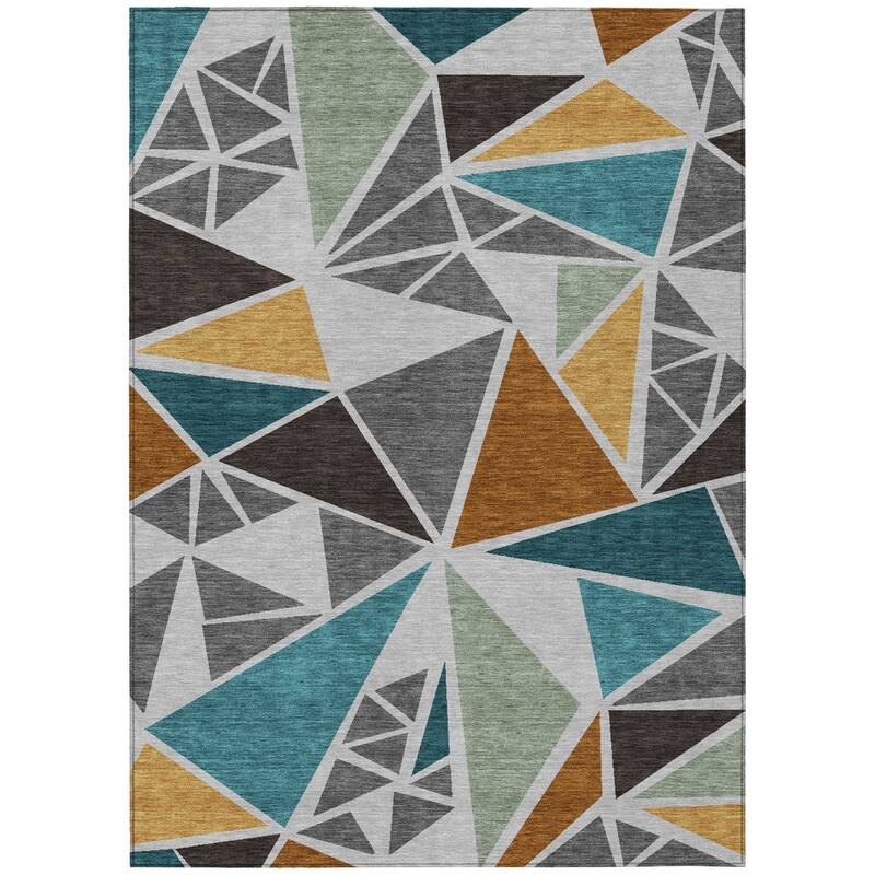 HomeRoots Geometric Transitional Rectangle Outdoor Rug