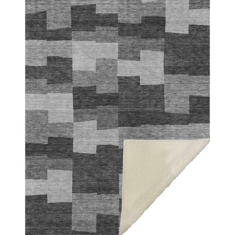 Premium Machine Washable Modern Blocks Sherpa Throw Blanket